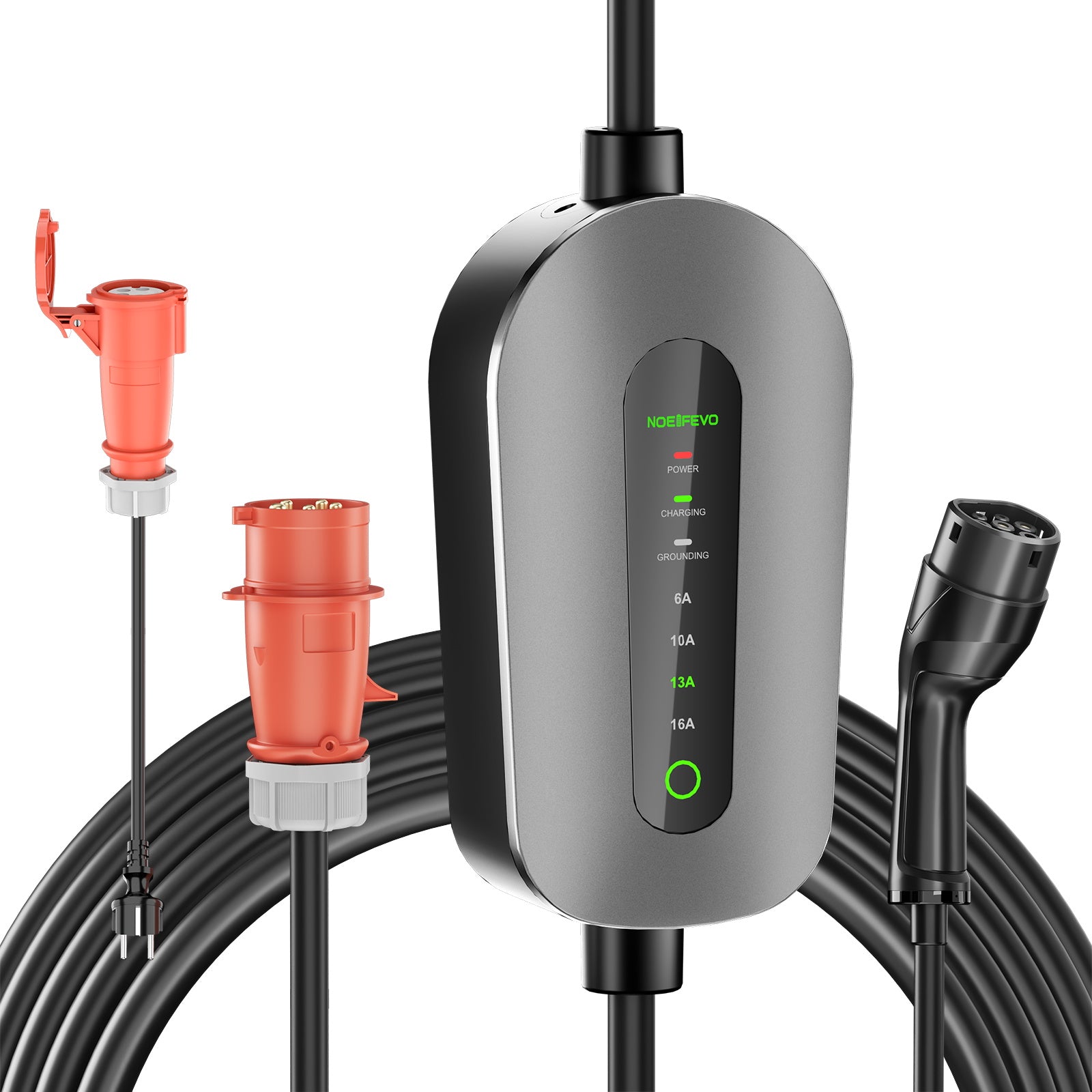 NOEIFEVO F095-3 Cable de carga EV tipo 2 a CEE16A para vehículo eléctrico, caja de pared de 11KW, corriente ajustable de 6A a 16A, 3m/5m/10m
​