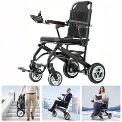 Elektrisk Rullstol – 13.6kg, 300W Motor, Avtagbart Litiumbatteri, Elektromagnetisk Broms, 100kg Bärförmåga, Lätt Hopfällbar Elrullstol Idealisk för Resor & Vardag