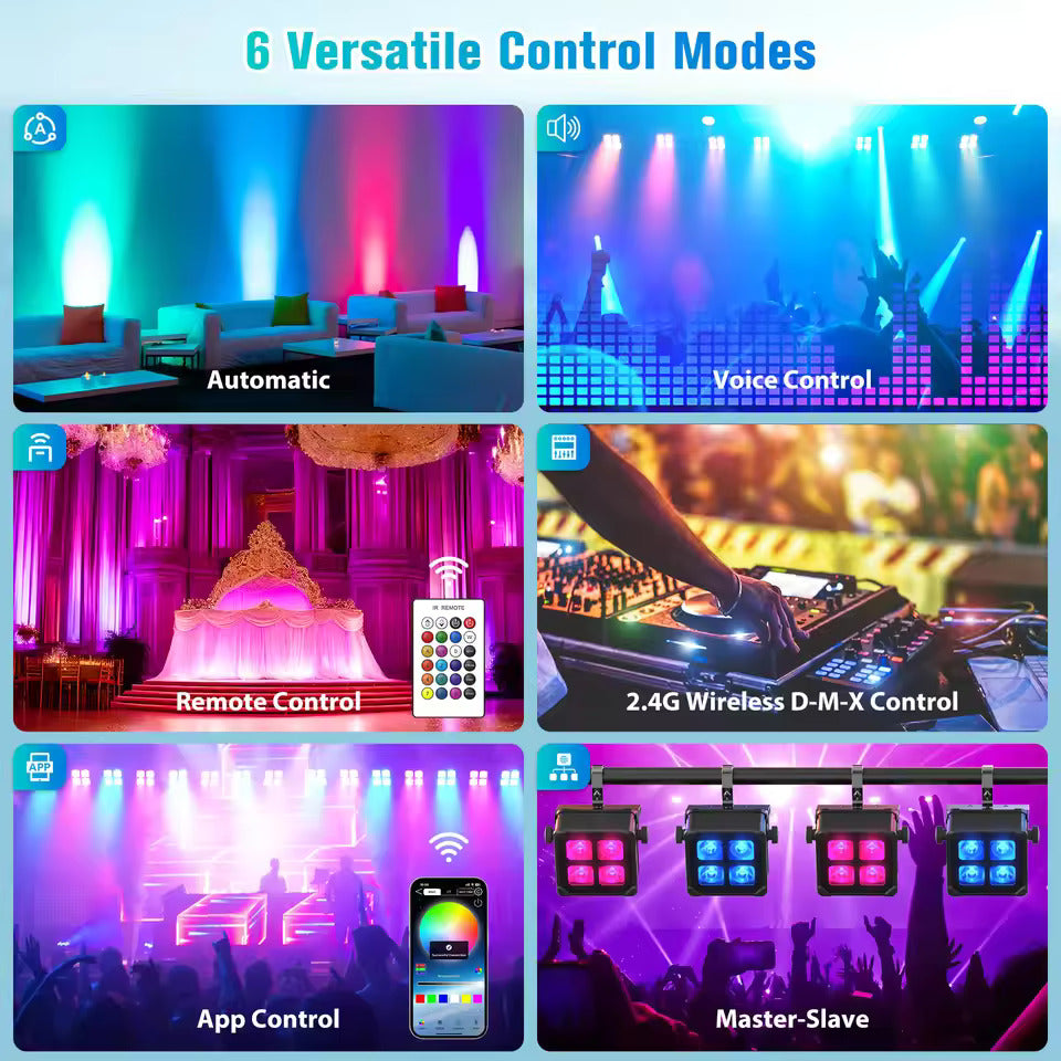 40W wasserdichter LED-PAR-Scheinwerfer (4x10W RGBWA+UV) mit integriertem Akku und DMX-Steuerung für DJs und Discos