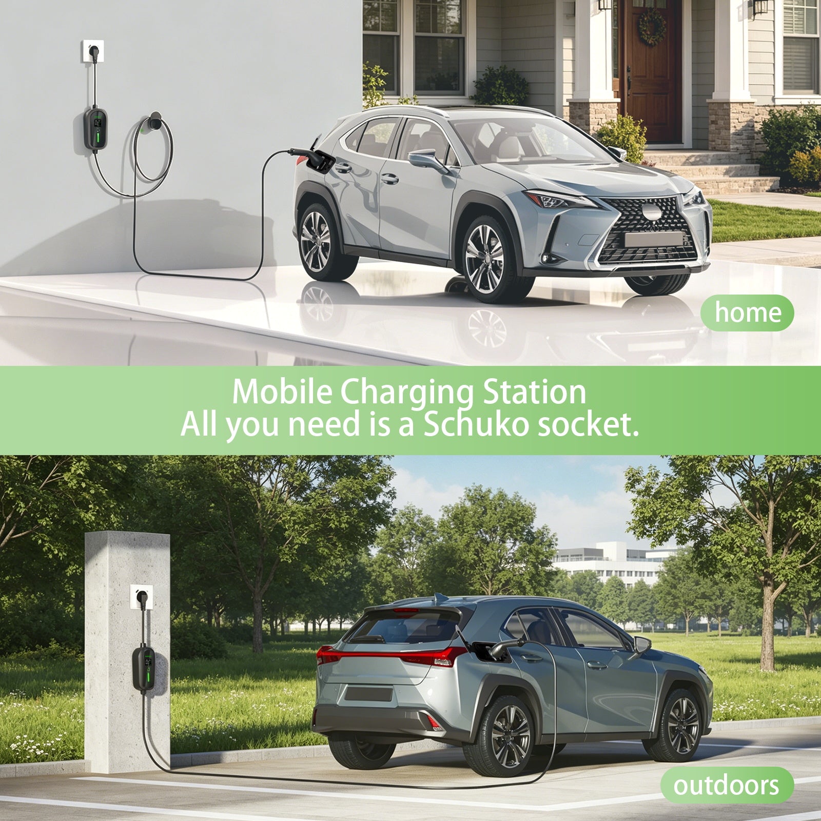 NOEIFEVO Typ 2 Ladekabel Schuko 3,7kW - 4m/6m/11m |6-16A|1-phasig Tragbare EV Ladegerät IP65 Wasserdicht mit LCD-Anzeige, Einstellbarer Ladeleistung, Einstellung Startzeit, für Allen EVs(IEC 62196-2) & PHEVS