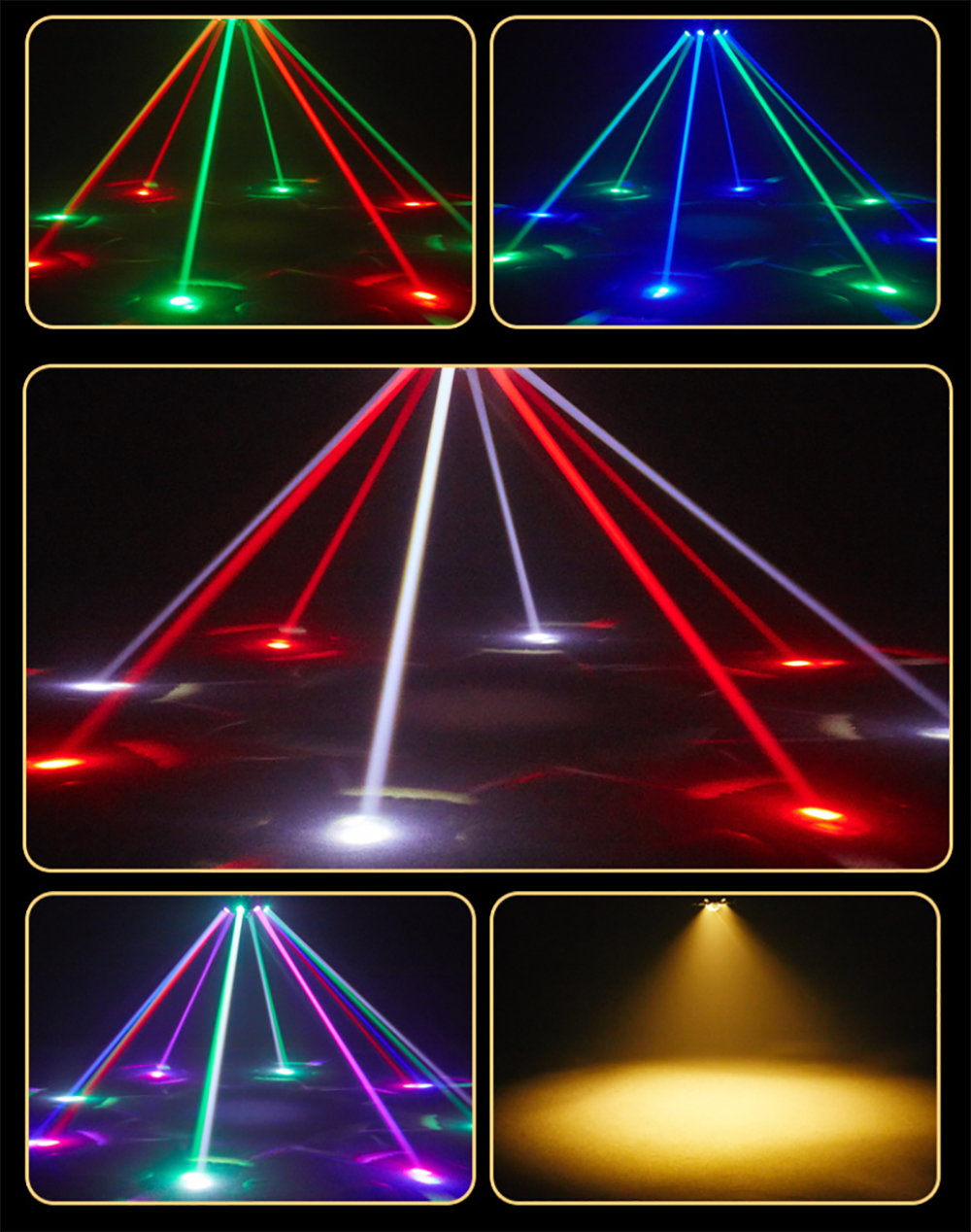 180W 8-Arm-Beam-Partylicht Bühnenbeleuchtung, 4-in-1 RGBW LED-Effektleuchte DMX512 für DJ, Disco-Party, KTV, Konzert, Nachtclub