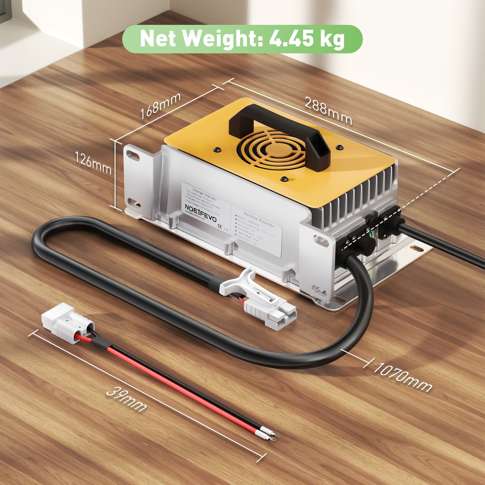 NOEIFEVO 58.4V 30A LiFePO4 batteriladdare för 51.2V(48V) 16S LiFePO4 batteri, vattentät, 0V BMS Enabled