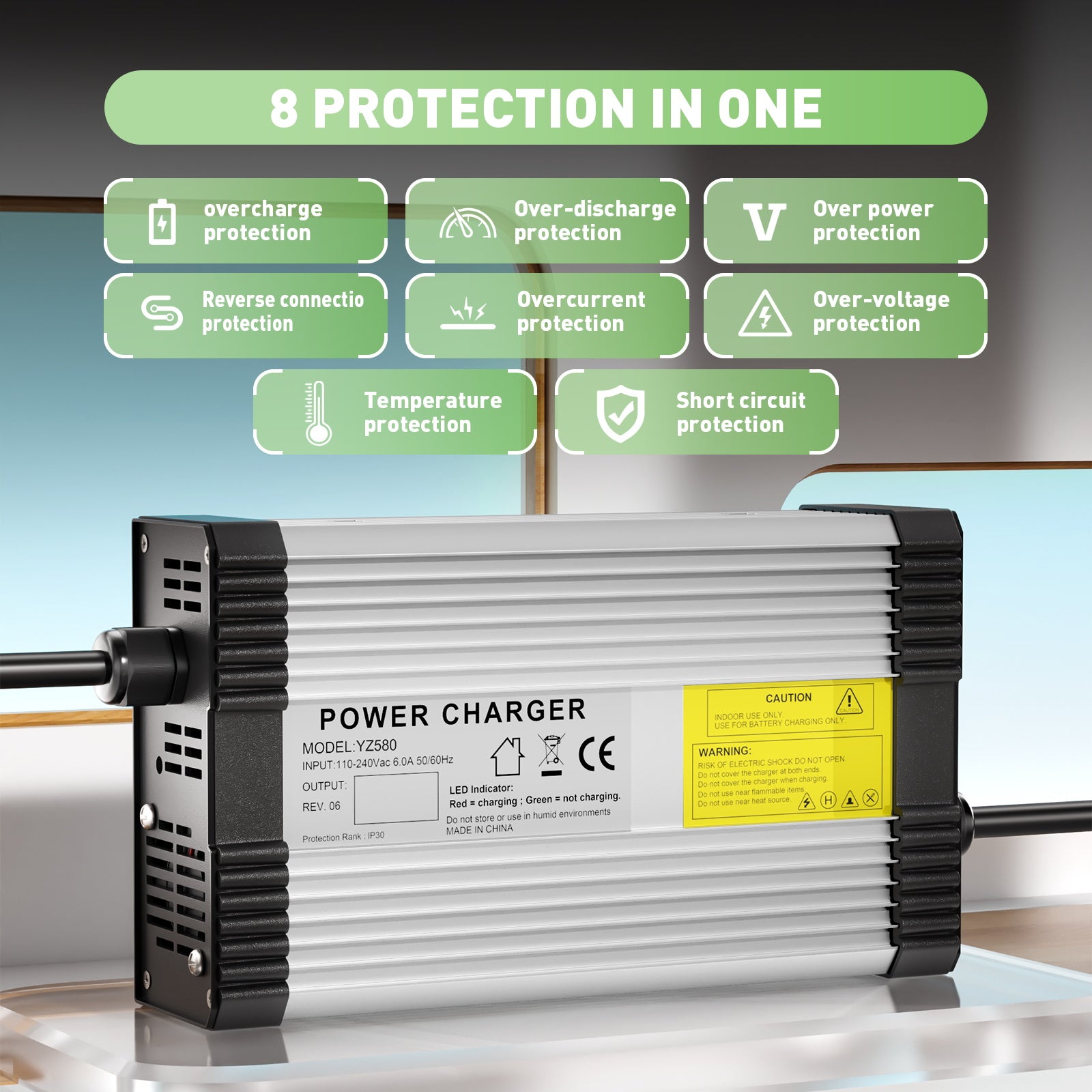 NOEIFEVO 87.6V 4.5A LiFePO4-batteriladdare för 72V 76.8V 24S LiFePO4-batteri, med kylfläkt, automatisk avstängning.