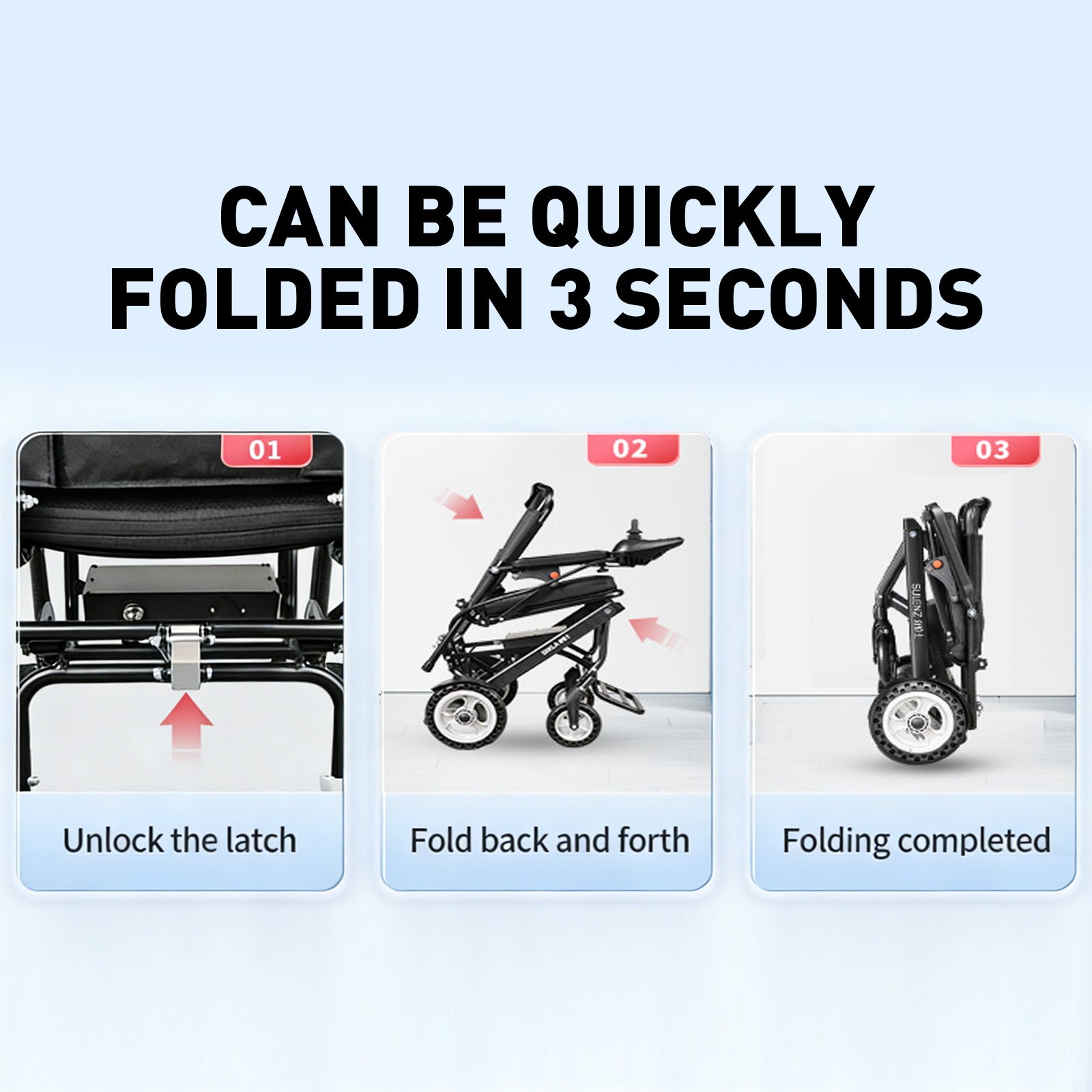 Elektrisk Rullstol – 13.6kg, 300W Motor, Avtagbart Litiumbatteri, Elektromagnetisk Broms, 100kg Bärförmåga, Lätt Hopfällbar Elrullstol Idealisk för Resor & Vardag