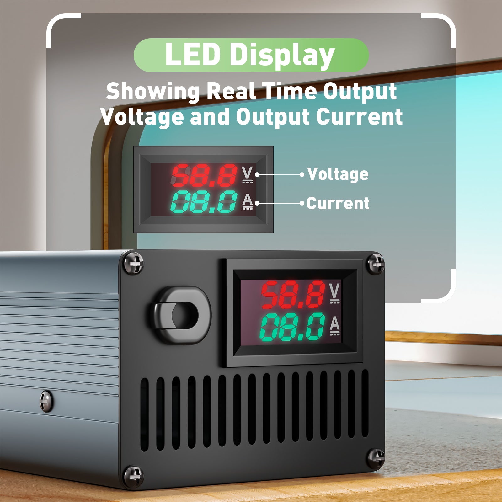 NOEIFEVO 58.8V 8A 14S Lithium-Batterieladegerät für 14S  51.8V Li-Ionen-Batterien, Strom Einstellung 1-8A, langsames Laden und schnelles Laden (MLC1300)