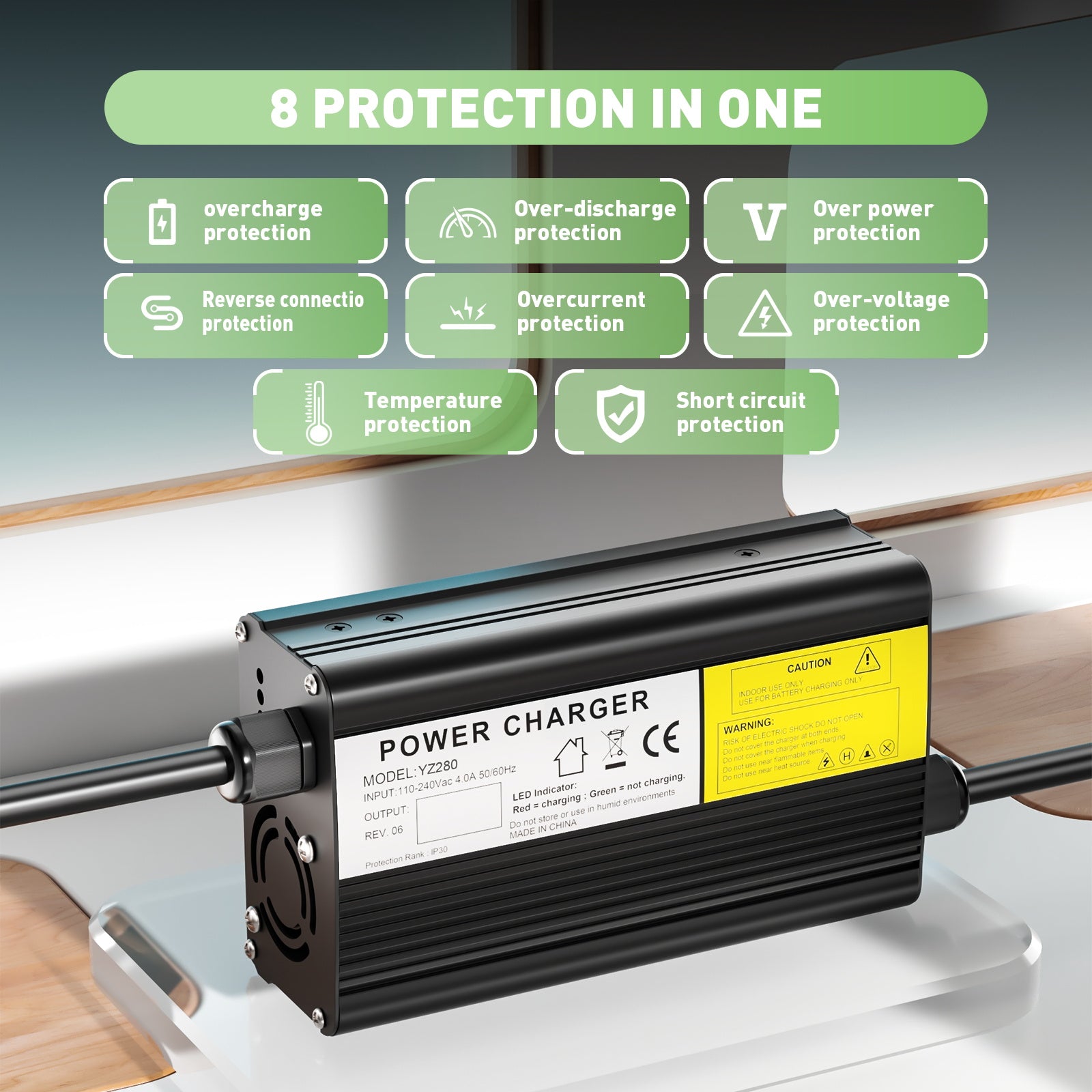 NOEIFEVO 50.4V 4A Lithium-životnostní nabíječka pro 44.4V 12S lithium baterii, E-kolo, skútr, elektrické zařízení, motocyklová nabíječka.