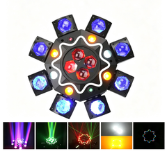 200W Bijenoog 8-armige moving head-lamp, DJ-podiumverlichting met DMX512-ondersteuning, RGBW 4-in-1 LED-partylamp met afstandsbediening voor bruiloften, bars, clubs en disco's