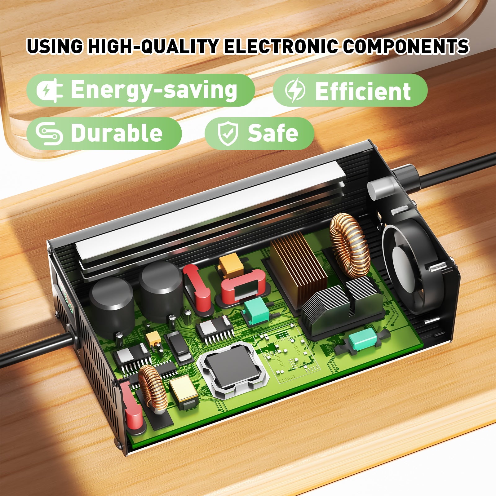 NOEIFEVO 60V 1A-20A Ström Justerbart Batteriladdare för Bly-Syra-Batterier, AGM, Gel, Golfvagns-Batteriladdare, LED-Display