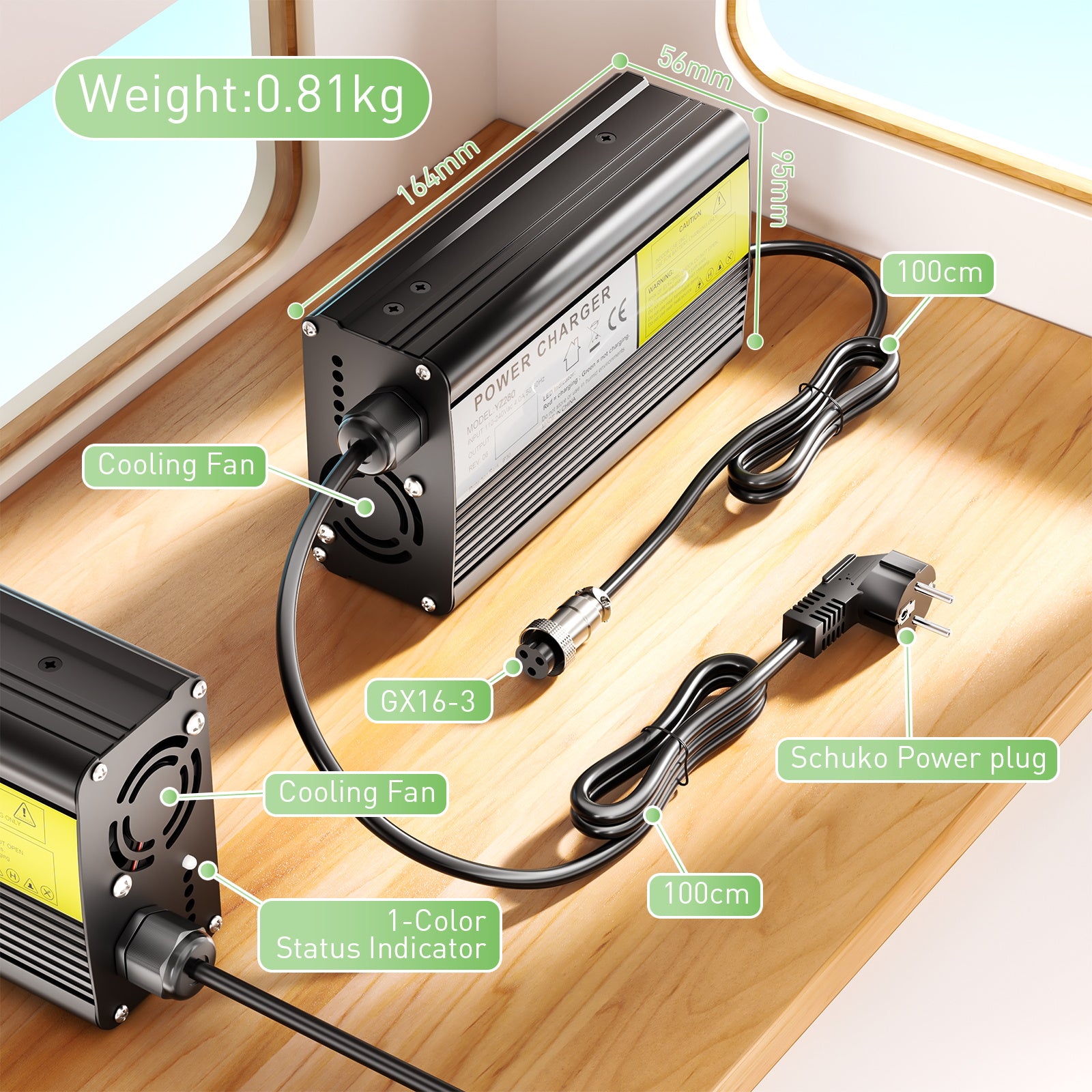 NOEIFEVO Cargador de batería de litio de 25,2 V 7 A para batería de 22,2 V 6 S, cargador de motocicleta para dispositivo eléctrico de scooter de bicicleta eléctrica.