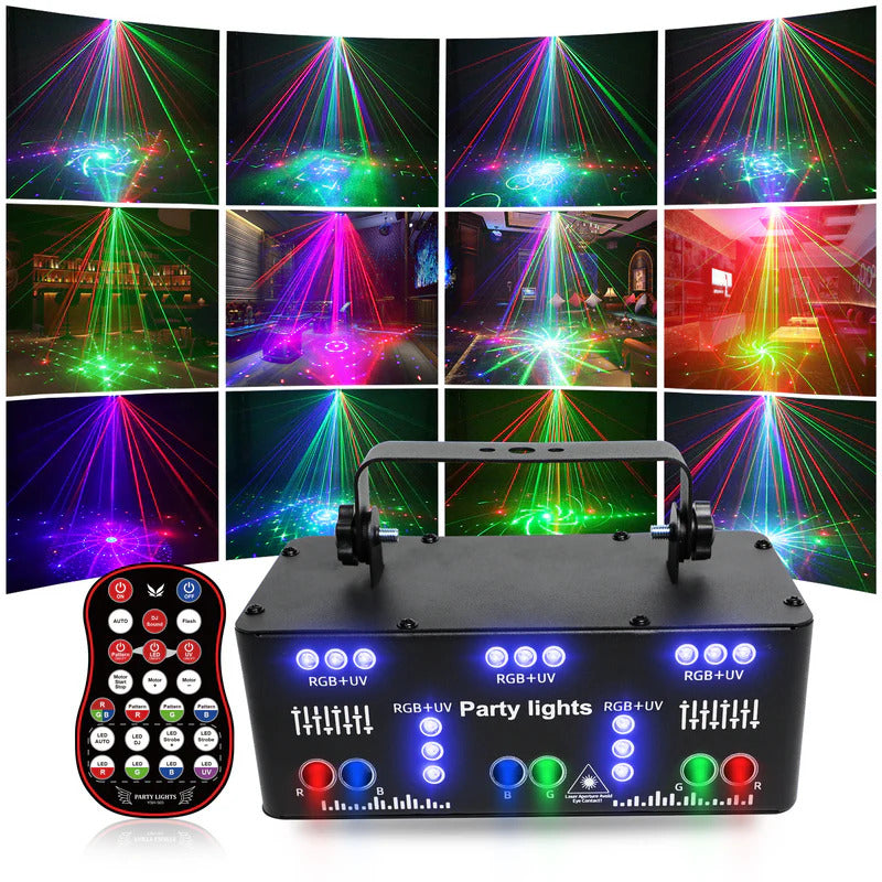 Discolicht Partylicht, LED RGB Licht DJ Projektor Musikgesteuert DJ Disco Lichter, DMX Effektstrahler Für KTV Familientreffen Hochzeit Geburtstag Halloween