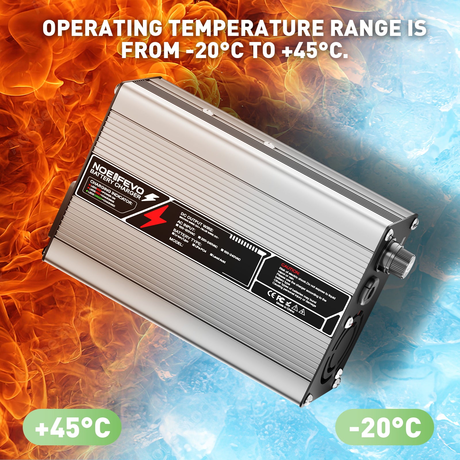 NOEIFEVO 12,6V 10A Lithium-laddare för 3S 11,1V Li-Ion Lipo-batterier, kylfläkt, automatisk avstängning