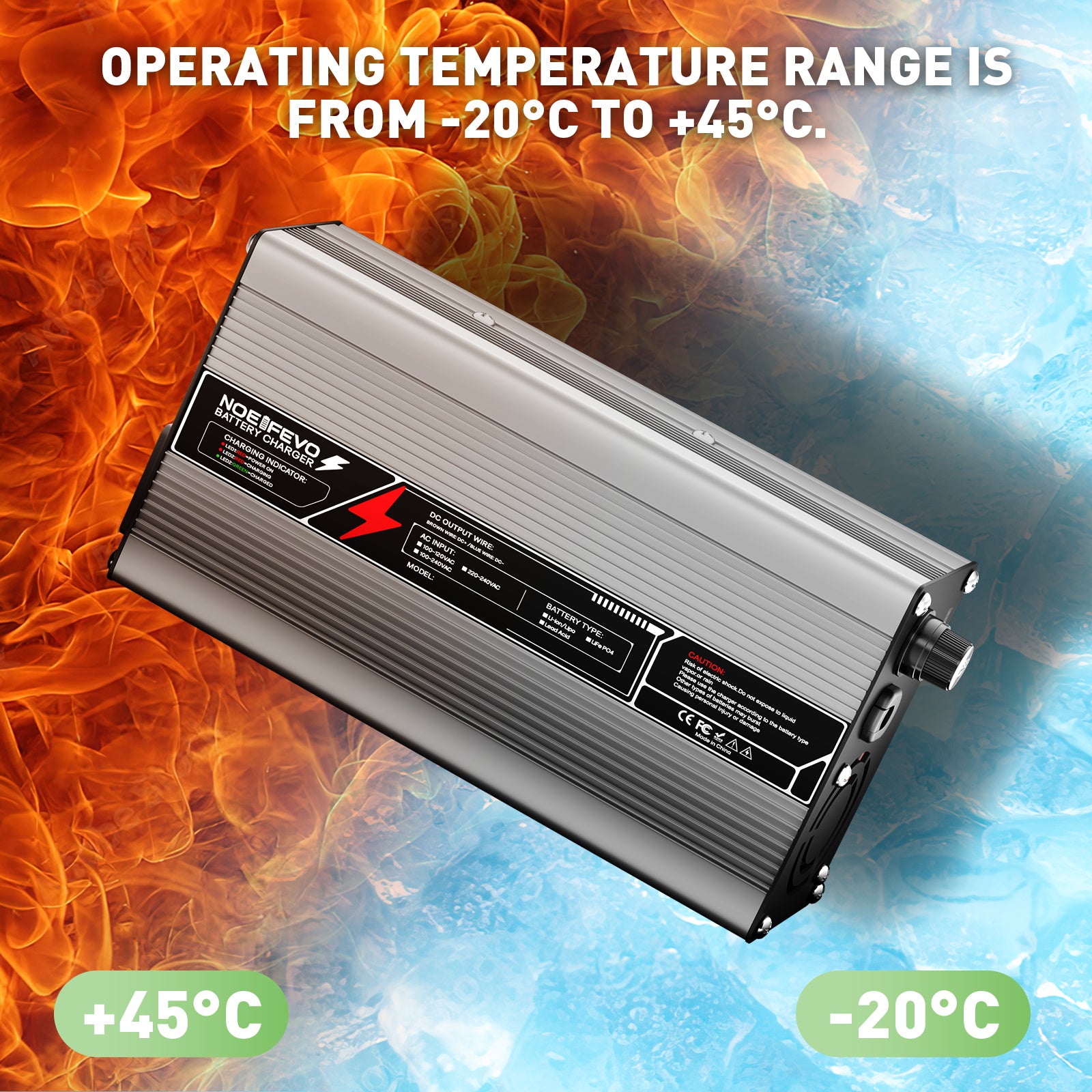 NOEIFEVO 87,6 V 5 A LiFePO4-batteriladdare för 76,8 V 24S-batteri, automatisk avstängning, aluminiumhus, med fläkt (Silver)