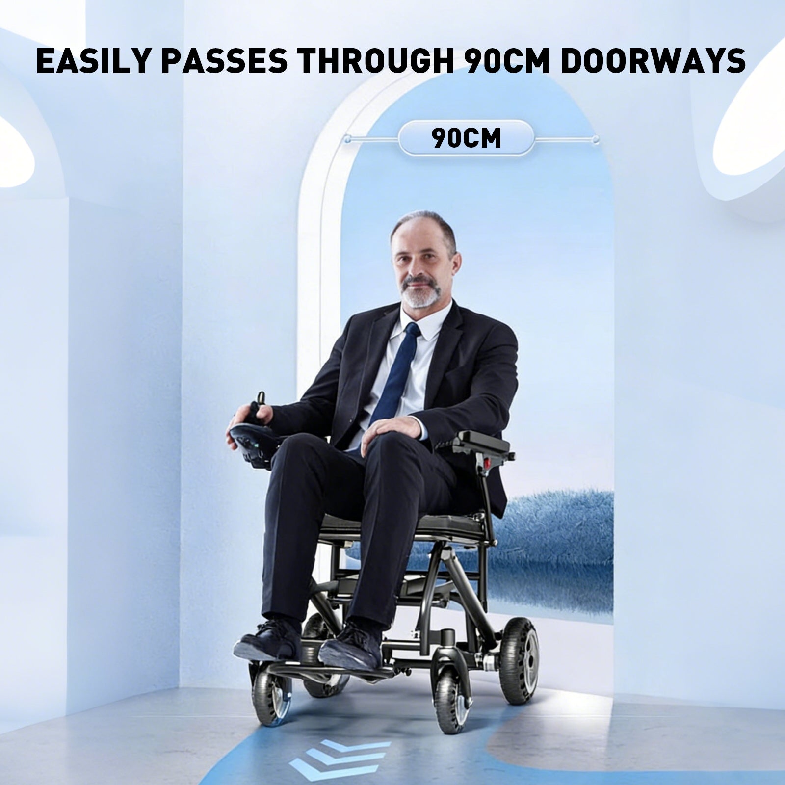 Elektrisk Rullstol – 13.6kg, 300W Motor, Avtagbart Litiumbatteri, Elektromagnetisk Broms, 100kg Bärförmåga, Lätt Hopfällbar Elrullstol Idealisk för Resor & Vardag