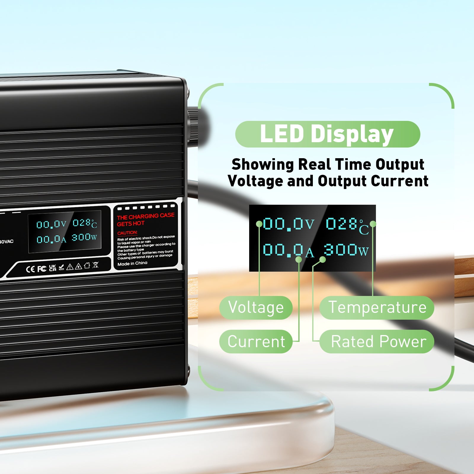 NOEIFEVO 63V 4A litiumbatteriladdare för 15S 55.5V Li-Ion Lipo batteri, laddare för elcykel och skoter, LED-display, aluminiumhölje
