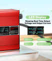 NOEIFEVO 12,6V 5A 6A 7A 8A 10A Caricabatterie al litio per batterie Li-Ion Lipo 3S 11,1V, con display LCD, ventola di raffreddamento, spegnimento automatico (ROSSO)