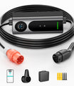 NOEIFEVO Mobil wallbox 11kW med app [5m/10m | 3-fas | 6–16 A], laddkabel för elbil CEE-16A 400V till Typ 2 med justerbar laddeffekt, EV-laddare för ID.3/4/5/7, IX1, Model 3/Y och andra BEV/PHEV