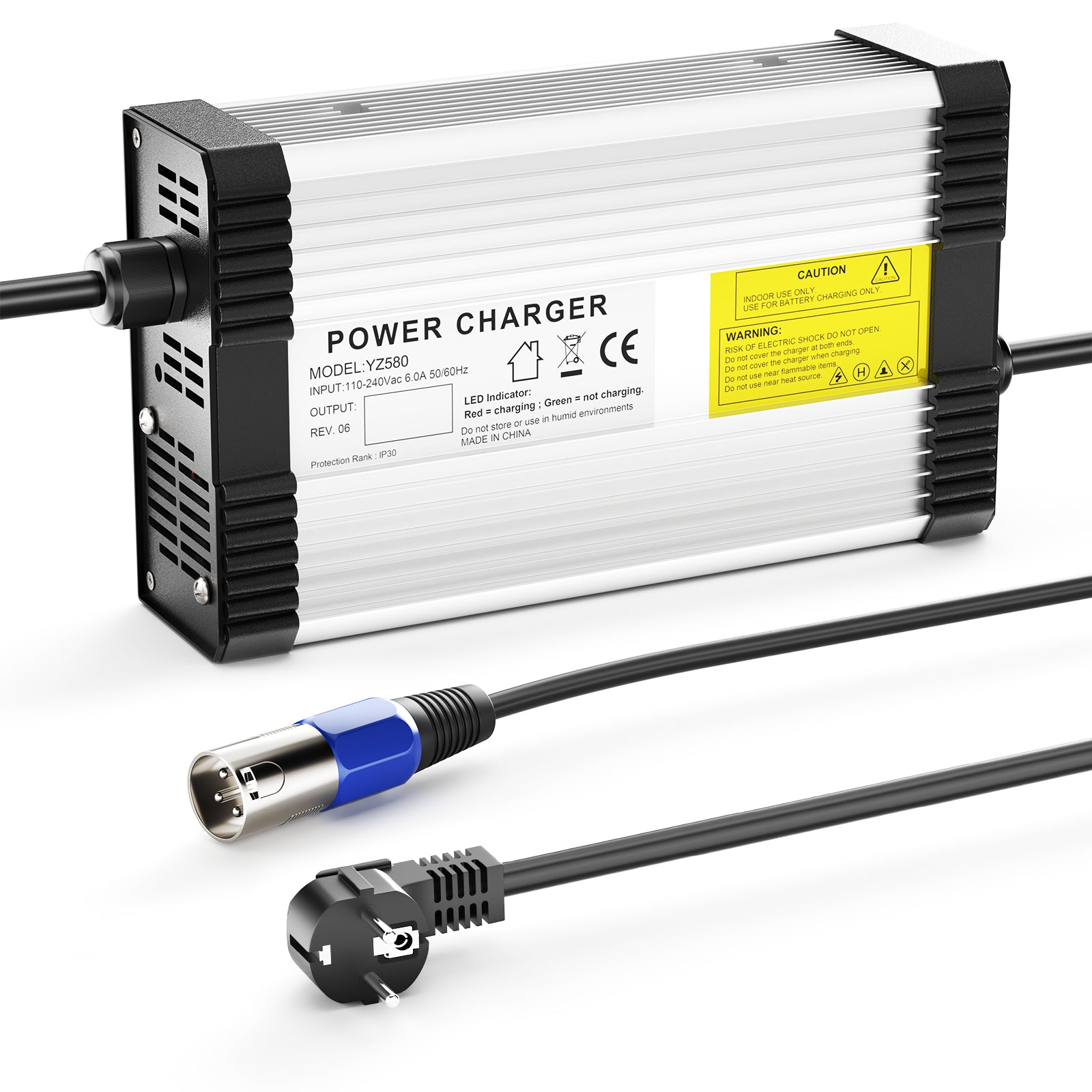 NOEIFEVO 54.6V 8A Lithium-Batterilader til 13S 48V 48.1V Lithiumbatteri, med køleventilator, automatisk afbrydelse.