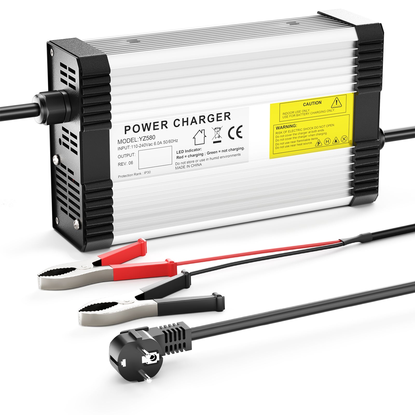 NOEIFEVO 14.6V 20A LiFePO4-batterilader til 12V 12.8V 4S LiFePO4-batteri, med kølevifte, automatisk slukning.