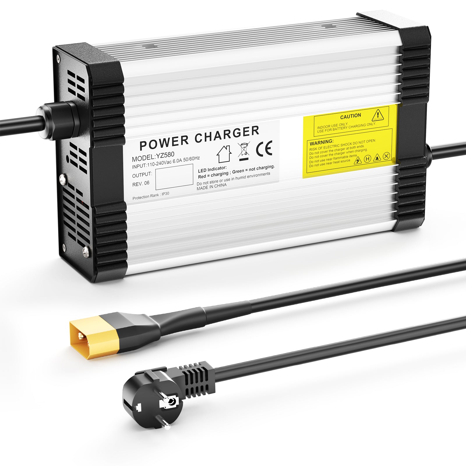 NOEIFEVO 14.6V 20A LiFePO4-batterilader til 12V 12.8V 4S LiFePO4-batteri, med kølevifte, automatisk slukning.