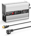 NOEIFEVO 50.4V 2A 2.5A 3A Caricabatterie al litio per batterie 12S 44.4V Li-Ion Lipo, ventola di raffreddamento, spegnimento automatico