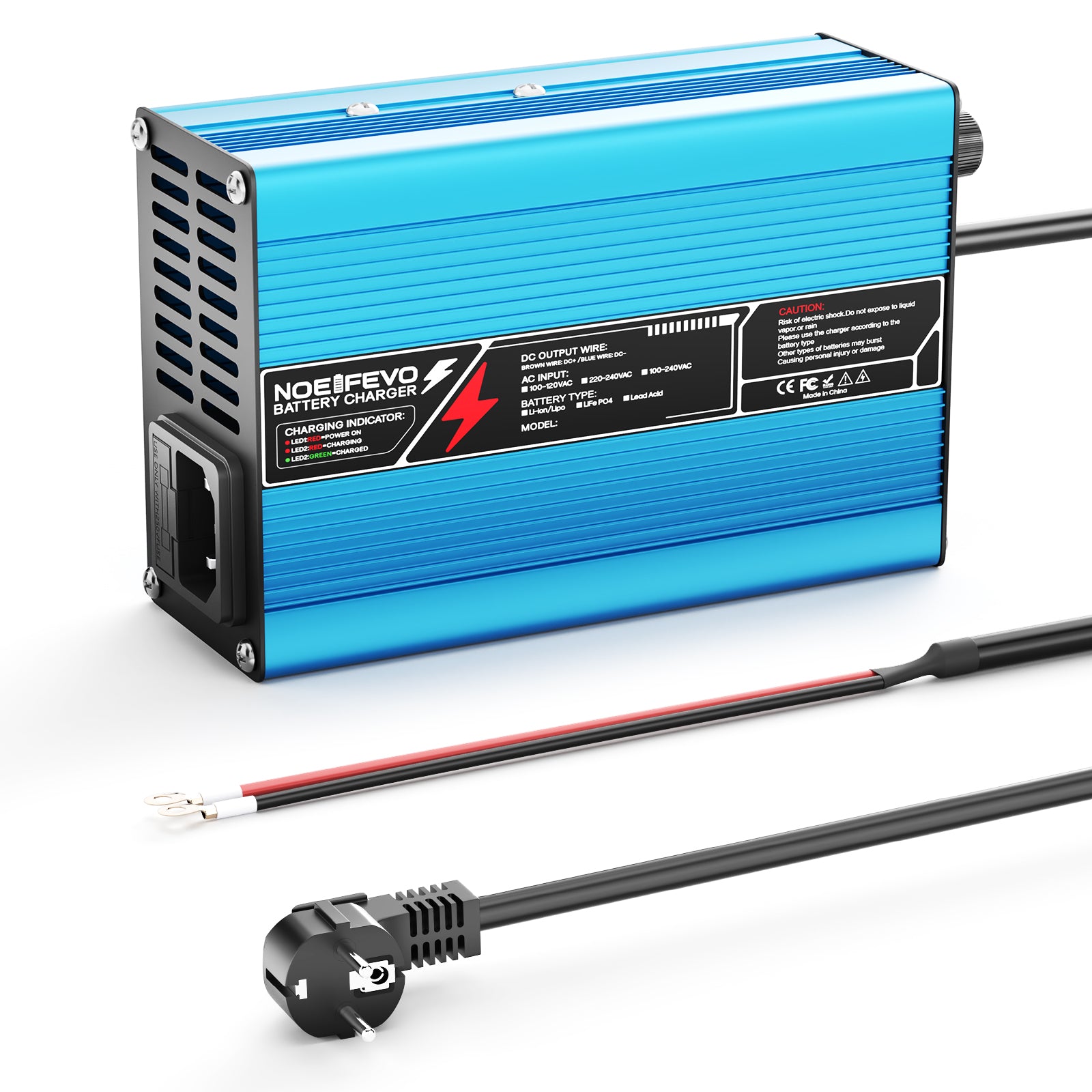 NOEIFEVO 54.75V 5A LiFePO4 Bateria Carregador para 48V 15S Bateria Auto Desligado Scooter Elétrico Moto com Ventilador de Refrigeração