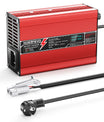 NOEIFEVO 42V 2A 3A 3.5A 4A Carregador de Bateria de Lítio para Baterias 10S 37V Li-Ion Lipo, Ventilador de Resfriamento, Desligamento Automático (Vermelho)