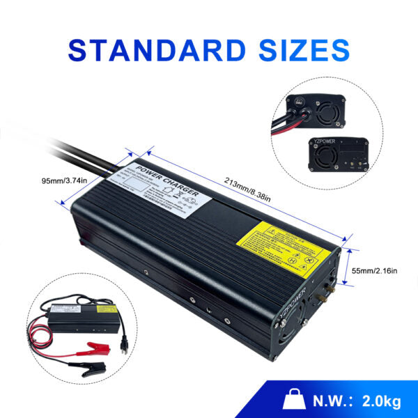 NOEIFEVO 54,6 V 5A litio al  Caricabatterie per batteria 13S 48 V, display LED, custodia in alluminio, ventola