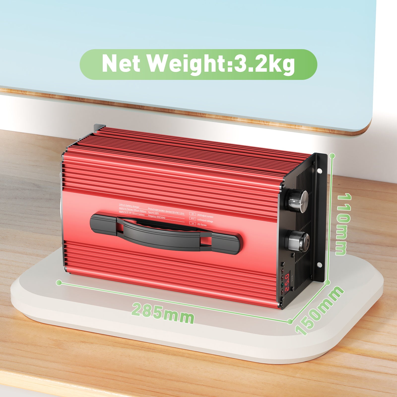 NOEIFEVO 58.8V 25A Lithiumbatterijoplader voor 51.8V (48V) 14S Lithium-Li-Ion-LiPo batterij, LCD-scherm, instelbare stroom, oplader voor e-bike, scooter, elektrische motorfiets