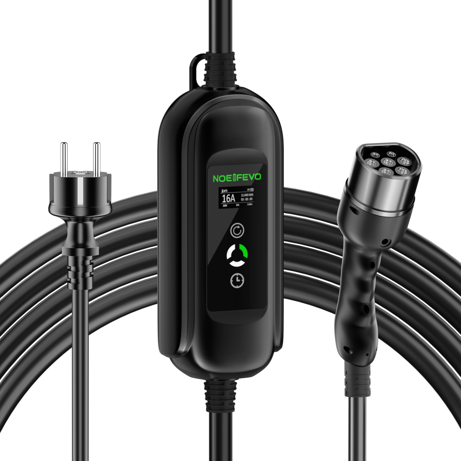 Noeifevo Tragbares Typ 2/Typ 1 3.6KW 16A EV-Ladegerät, 5m/10m/15m mobiles EV-Ladekabel mit Schuko