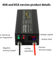 NOEIFEVO regolabile con tensione e corrente 0-15V 1-60A /85A Caricabatterie , compatibile con batterie al litio, LiFePO4 e piombo-acido da 3,7V 6V 12V