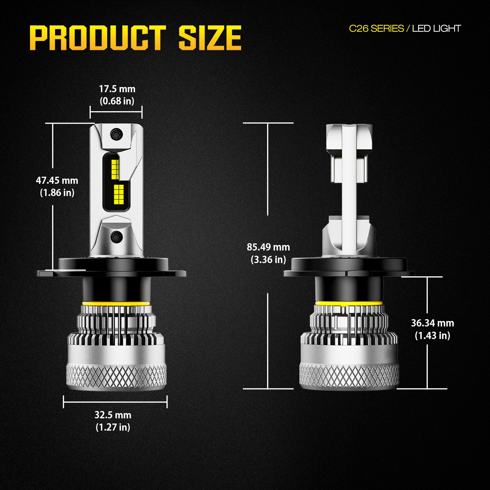 NOEIFEVO H4 Auto Scheinwerferlampe, 40.000 Lumen, 200W, 6500K Valkoinen, IP68 Vesitiivis, 100.000 Tunnin Kesto, Lähivalo ja Kaukovalo