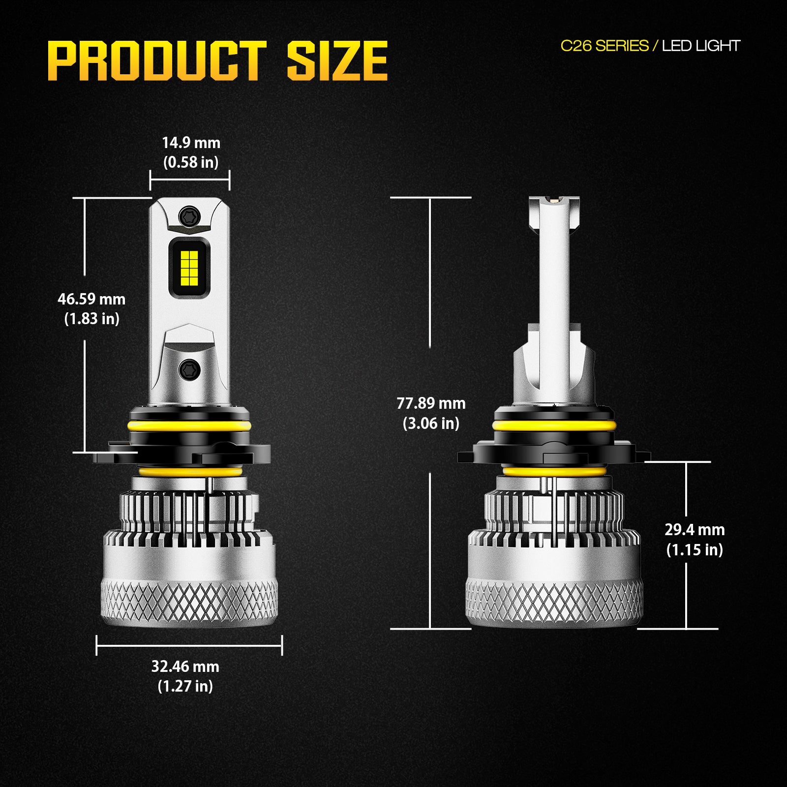 NOEIFEVO 9005 9006 Auto Koplamp, 40.000 Lumen, 200W, 6500K Wit, IP68 Waterdicht, 100.000 Uur Levensduur, Dimlicht en Hooglicht