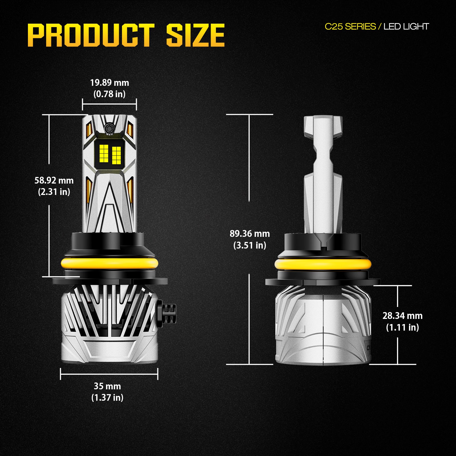 NOEIFEVO 9004 Auto světlomet, 30 000 lumenů, 130W, 6500K bílá, IP68 vodotěsný, 100 000 hodin životnosti, potkávací a dálkové světlo