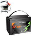 NOEIFEVO 12.8 V 100Ah LiFePO4 lithium batteri, fuldt opladet på 2 timer med 14,6 V 50 A oplader, 4000+ opladningscyklusser, perfekt som strømkilde til autocamper og båd.