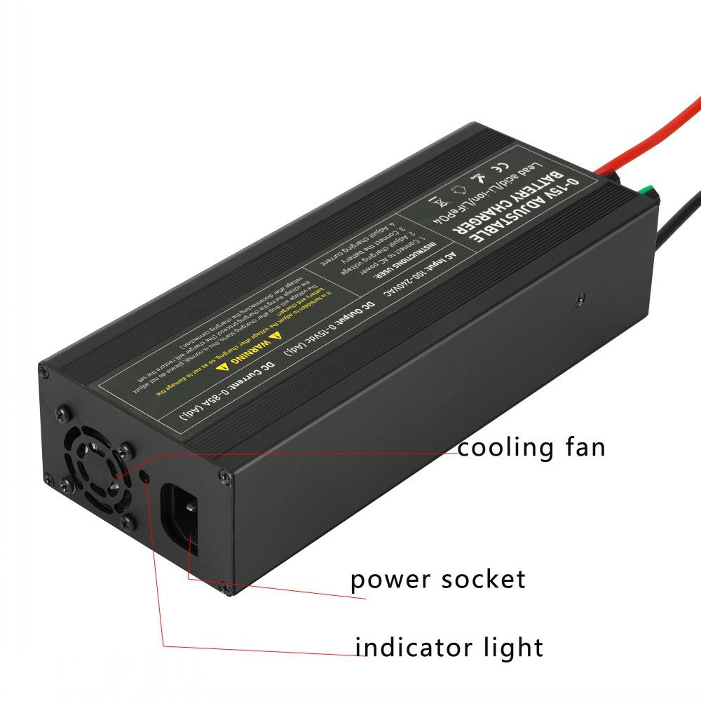 NOEIFEVO con rango de voltaje y corriente ajustables de 0 a 15 V batería de Cargador   , 1 a 60 A/85 A, compatible con baterías de litio, LiFePO4 y plomo-ácido de 3,7 V, 6 V y 12 V