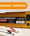 Přenosný měnič napětí 24V na 220V Čistá sinusovka 800W/3000W DC na AC Přenosný měnič napětí do auta Solární měnič energie