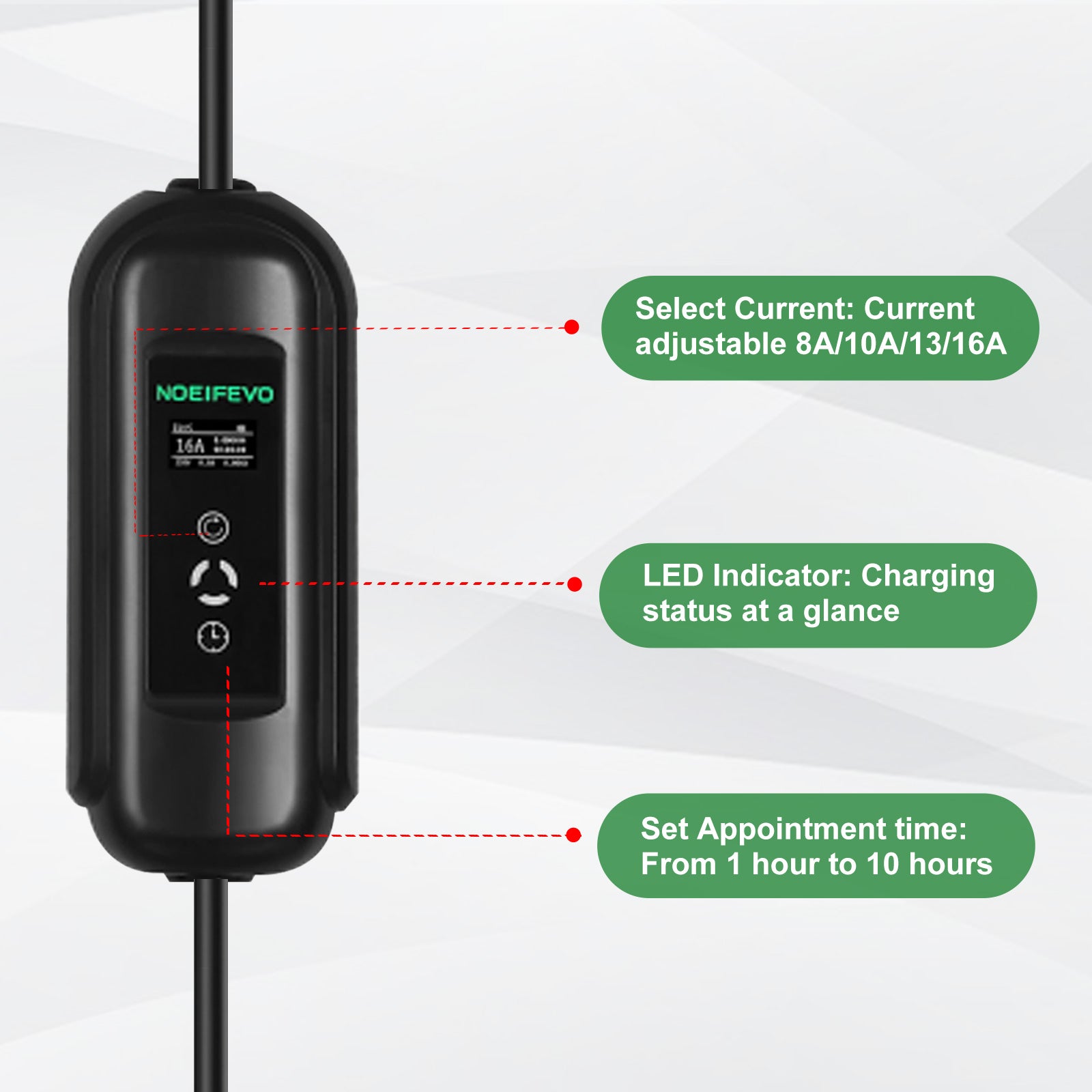 Noeifevo Kannettava Type1 3,6KW 16A EV-laturi, 5m/10m mobiili EV-latauskaapeli Schukolla
​