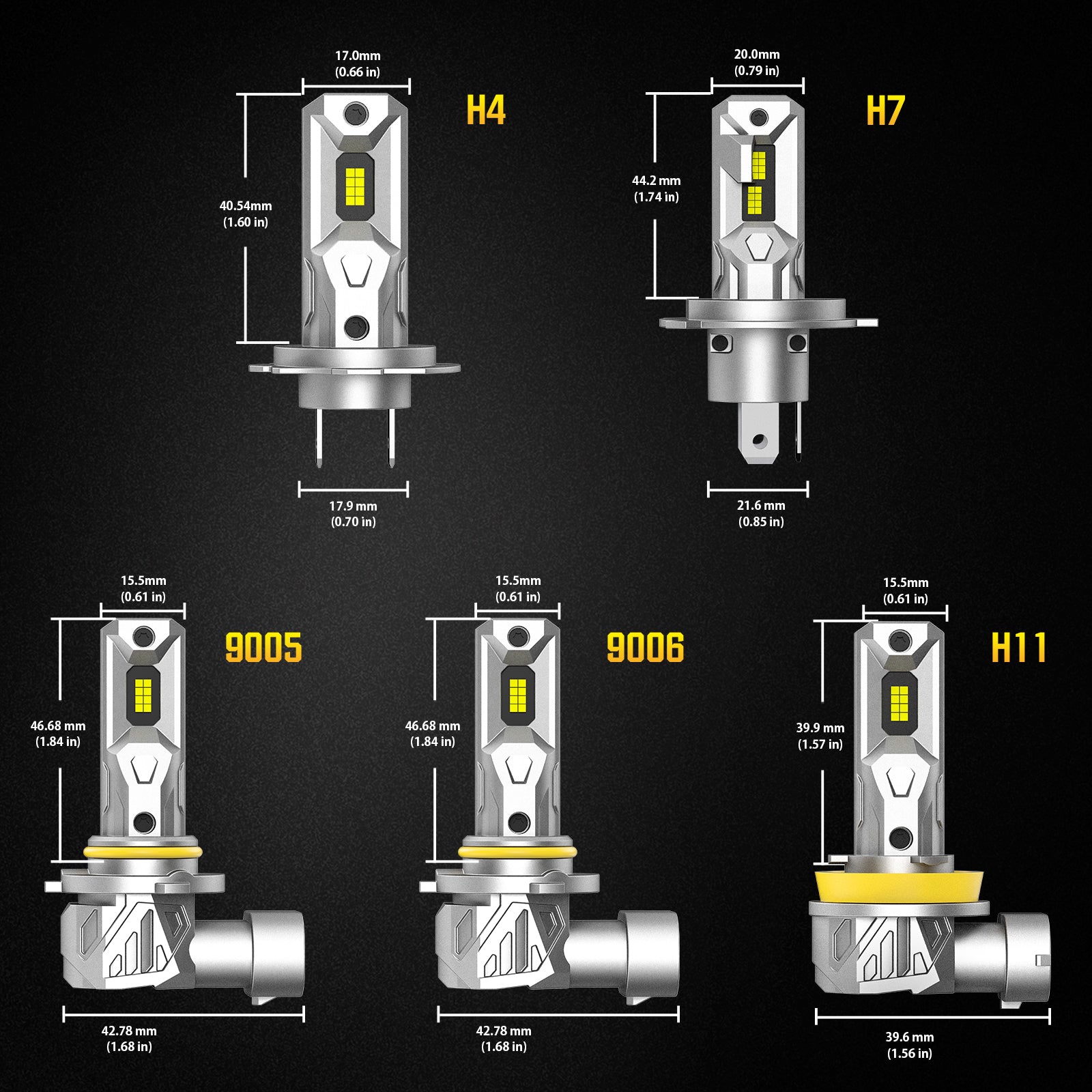 NOEIFEVO H7 H11 H4 9005 9006 Zestaw Lamp Samochodowych, 60W 16000LM Reflektory, 6500K Białe 12V Światła Dalekosiężne i Krótkie