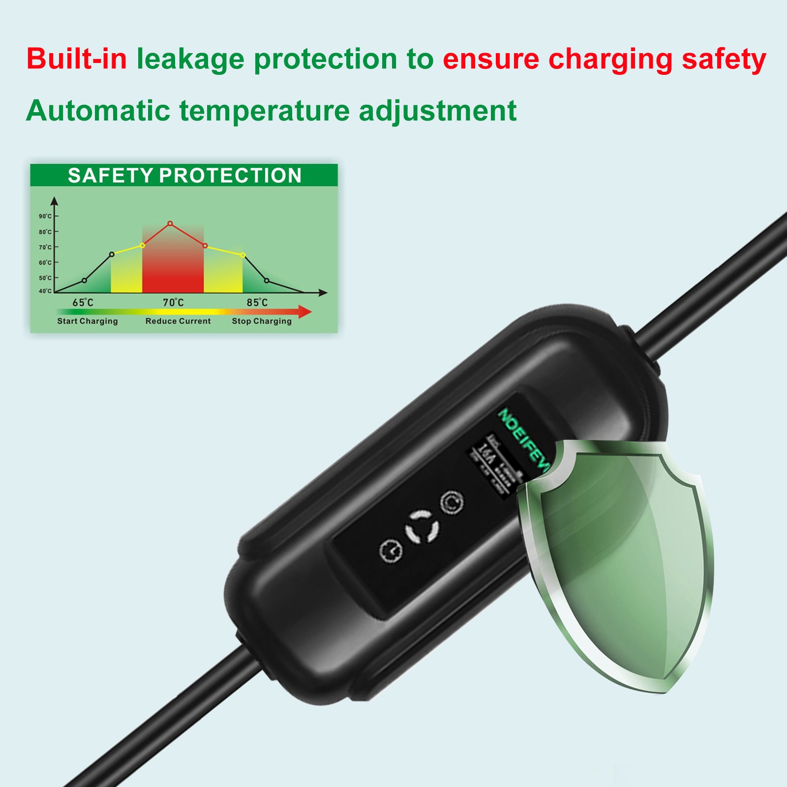 Noeifevo Type2 laddstationssats, 16A 3-fas laddare för elfordon, CEE 16A mobil EVSE väggbox med 5 meter kabel