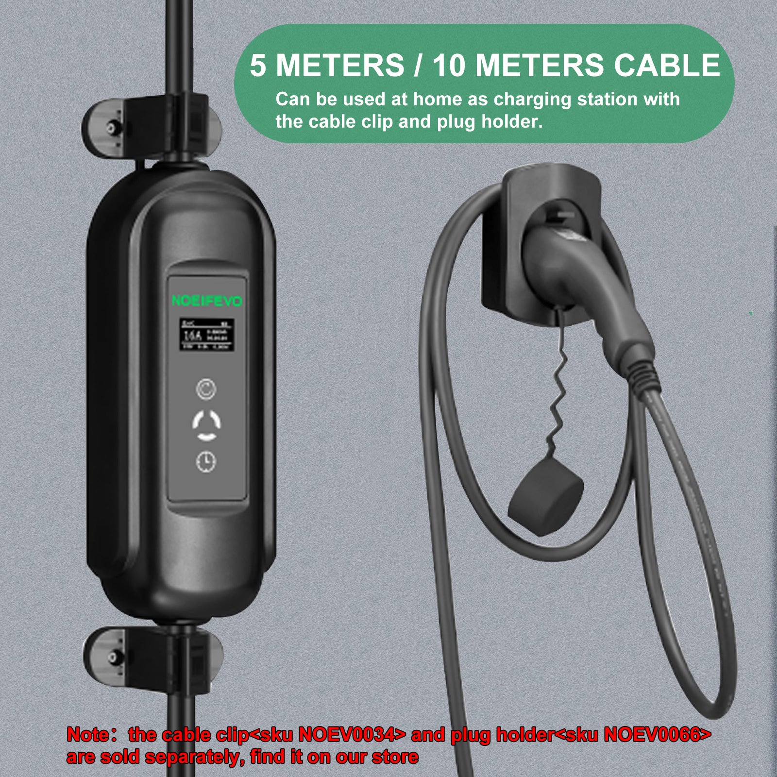 Noeifevo Type1 3.6KW 16A EV Cargador portátil , cable de carga móvil EV de 5m/10m con Schuko