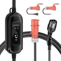 Typ 2 Mobile EV laddningskabel med Schuko-adapter, 11KW 16A 3 fas laddningsstation för elektriska fordon