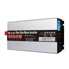 12V 24V 48V 220V inverter ren sinusvåg, 6000W 8000W högeffekt 0/60Hz solomriktare med LED EU-uttag