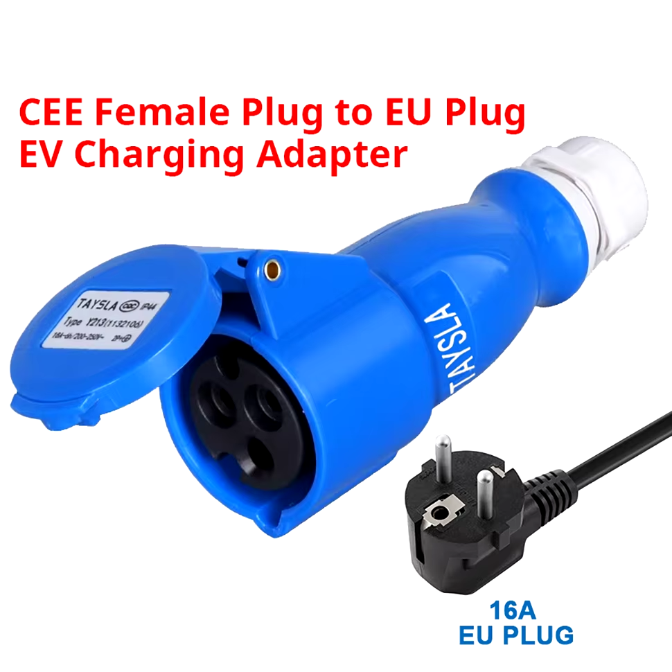 EV-Ladeadapter, CEE 32A blaue Steckdose zu Schuko Haushaltsstecker Adapter, für 7kW 32A EV-Ladegeräte.