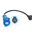 EV-Ladeadapter, CEE 32A blaue Steckdose zu Schuko Haushaltsstecker Adapter, für 7kW 32A EV-Ladegeräte.