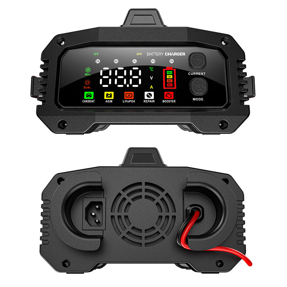 טען סוללות 25A לרכב, מטען סוללות 12V 25A 24V 15A עבור סוללות עופרת-חומצה AGM LiFePO4, מטען רכב, מטען חכם לרכב, משאיות, אופנועים, מכסחות דשא