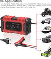 NOEIFEVO 6A Nabíjačka batérií do auta, 12V inteligentná plne automatická nabíjačka batérií do vozidla s kompenzáciou teploty pre auto, nákladné vozidlá, motocykle, kosačky, člny a námorné batérie.