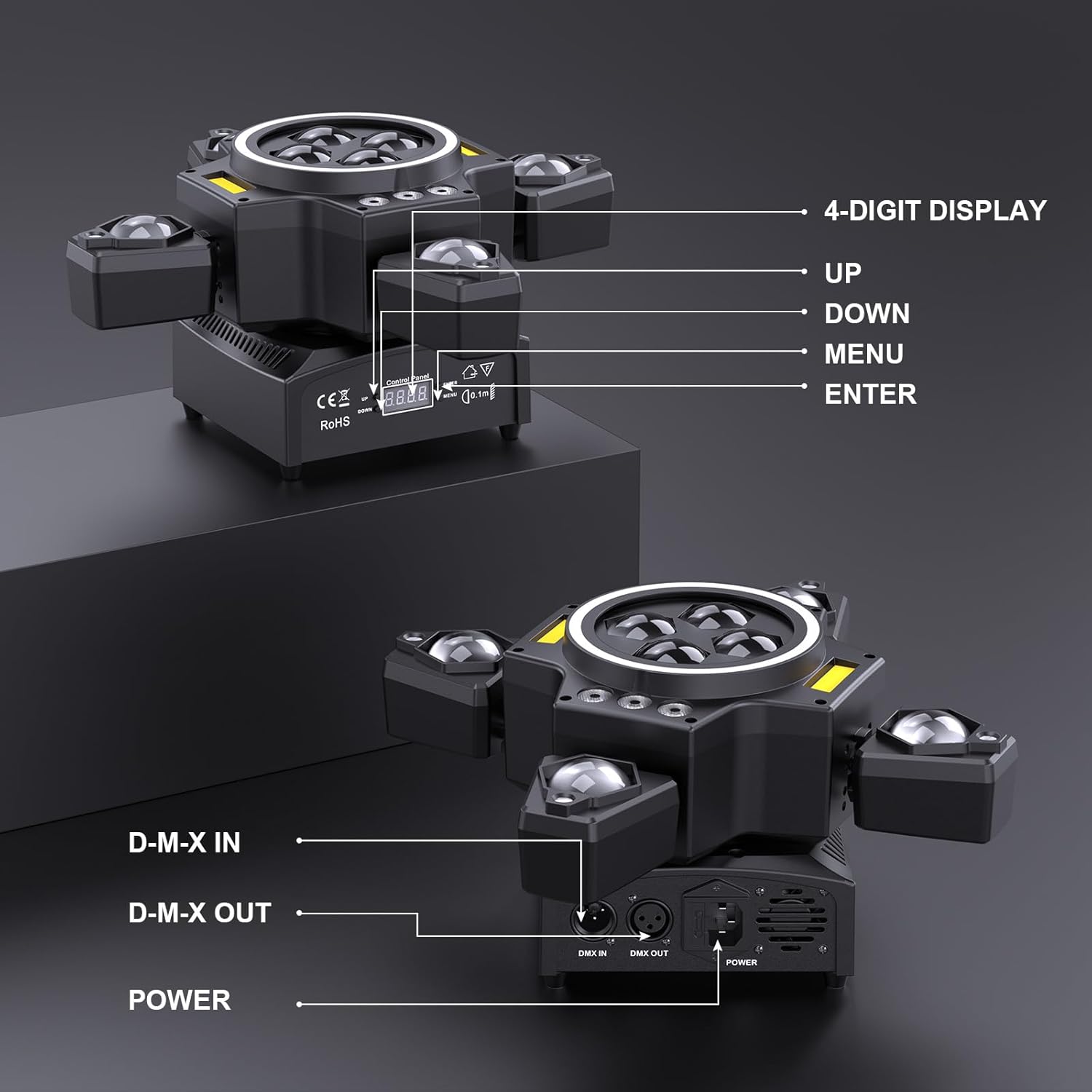 120W scenljus 4-i-1 RGBW moving head ljusteffekt laserstråle strålkastare festljus med fjärrkontroll för disco, DJ, bar, födelsedagsfest