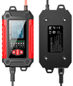 2-in-1-Autobatterieladegerät und -tester, 12V-Blei-Säure-AGM-LiFePO4-Batterieladegerät, Fahrzeugladegerät, intelligenter Batterietester für Autos, LKWs, Motorräder, Rasenmäher