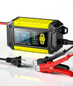 2-in-1-Autobatterieladegerät und -tester, 12V-Blei-Säure-AGM-LiFePO4-Batterieladegerät, Fahrzeugladegerät, intelligenter Batterietester für Autos, LKWs, Motorräder, Rasenmäher