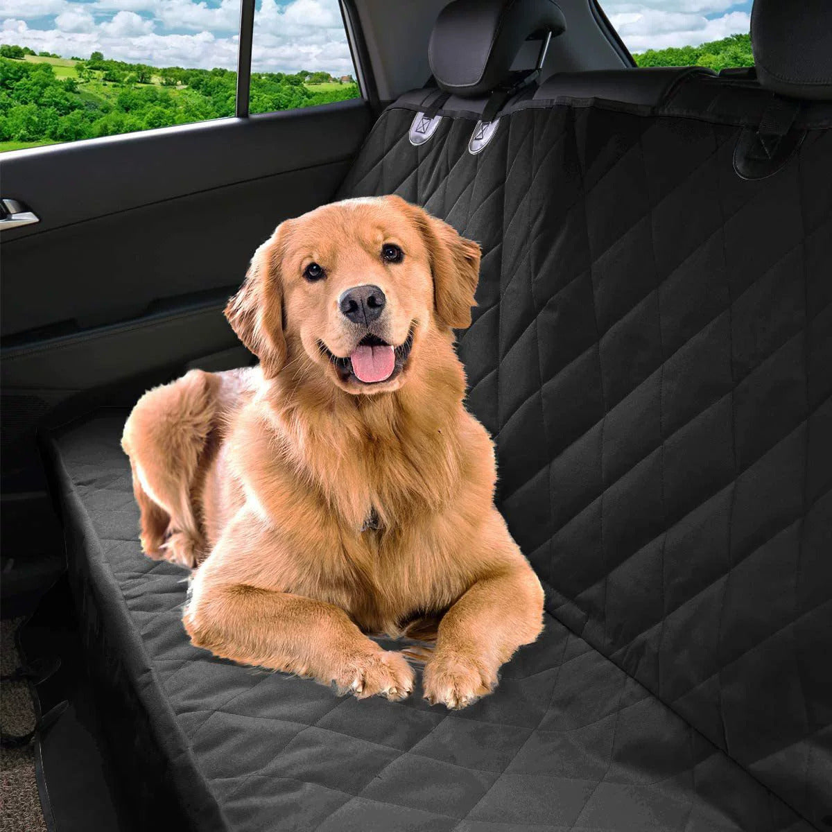 Funda para asiento de perro para el asiento trasero del coche, impermeable, protector de asiento trasero antideslizante para mascotas, transportador de seguridad universal para viajes con perros.